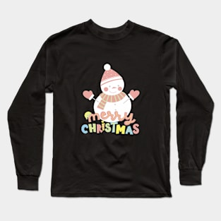 Cute Snowman Merry Christmas Long Sleeve T-Shirt